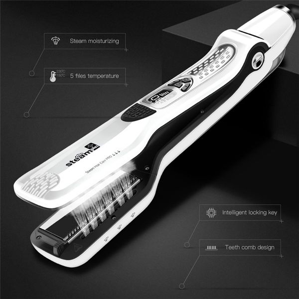 professional steam hair straightener vapor spray flat iron 450f fast heating hair straightening brush steamer styling tools, Black
professional steam hair straightener vapor spray flat iron 450f fast heating hair straightening brush steamer styling tools, Black