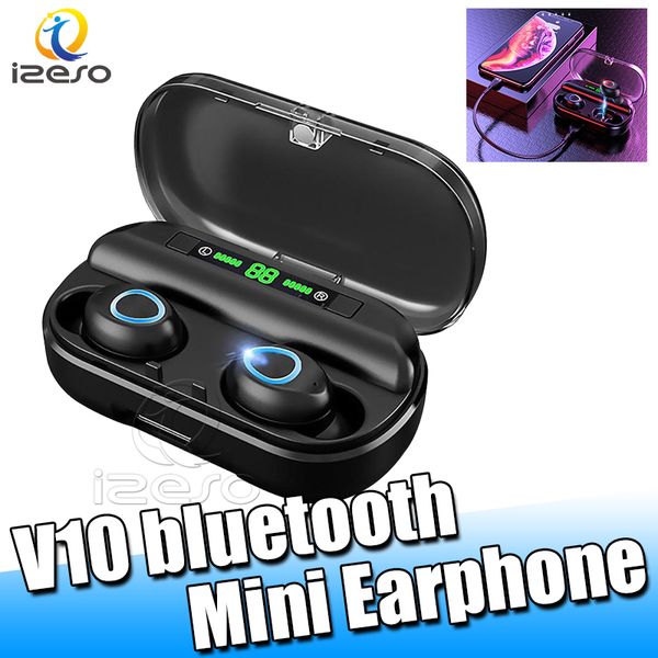 v10 wireless bluetooth earphone button hifi bass tws earbuds for iphone 11 pro samsung note 10 plus headsets with retail packaging izeso 
v10 wireless bluetooth earphone button hifi bass tws earbuds for iphone 11 pro samsung note 10 plus headsets with retail packaging izeso