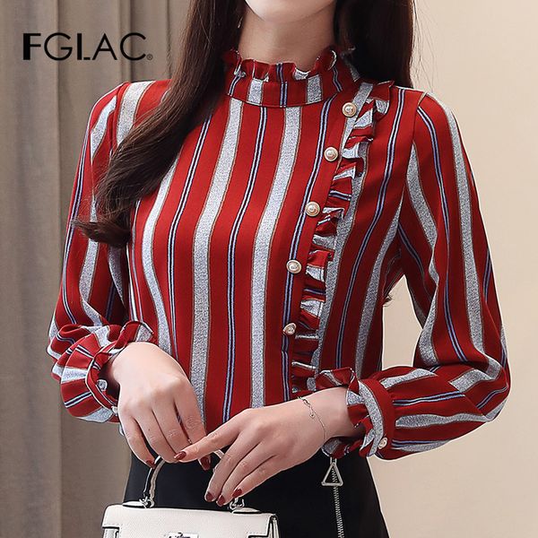 fglac new arrivals 2019 spring women blouse shirt fashion casual long sleeve striped shirt elegant slim office lady, White
fglac new arrivals 2019 spring women blouse shirt fashion casual long sleeve striped shirt elegant slim office lady, White