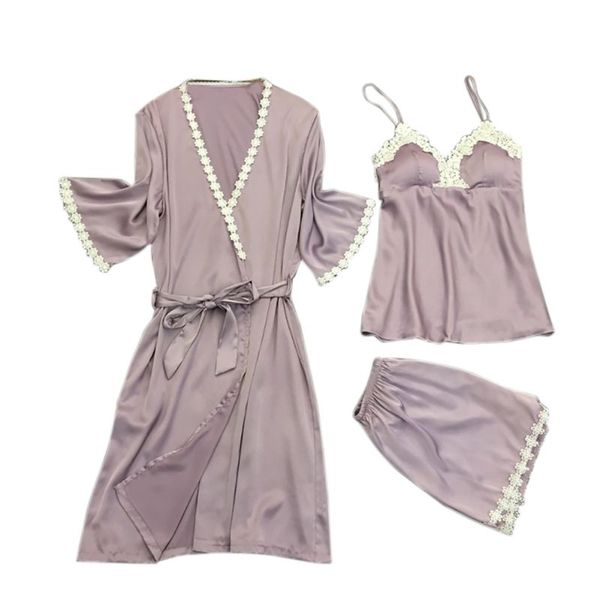 satin pajamas for women elegant 3pieces sleepwear female lace at all seasons silk pajamas set coat+vest+shorts pijama, Blue;gray
satin pajamas for women elegant 3pieces sleepwear female lace at all seasons silk pajamas set coat+vest+shorts pijama, Blue;gray