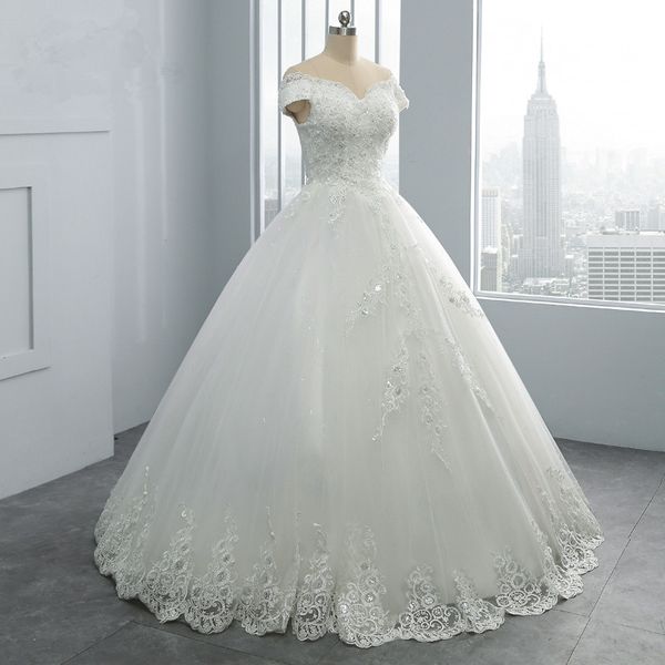 dubai tulle ball gown wedding dress 2020 off shoulder bridal gown beaded lace embroidery bride dress, White
dubai tulle ball gown wedding dress 2020 off shoulder bridal gown beaded lace embroidery bride dress, White