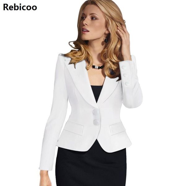 2018 womens autumn winter long sleeve turn down collar button wear to work business office outwear jacket blazer, White;black
2018 womens autumn winter long sleeve turn down collar button wear to work business office outwear jacket blazer, White;black