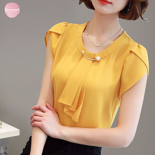 summer blouse women chiffon shirt office work slim short sleeve red bow neck ruffle yellow korean blouses blusas, White
summer blouse women chiffon shirt office work slim short sleeve red bow neck ruffle yellow korean blouses blusas, White