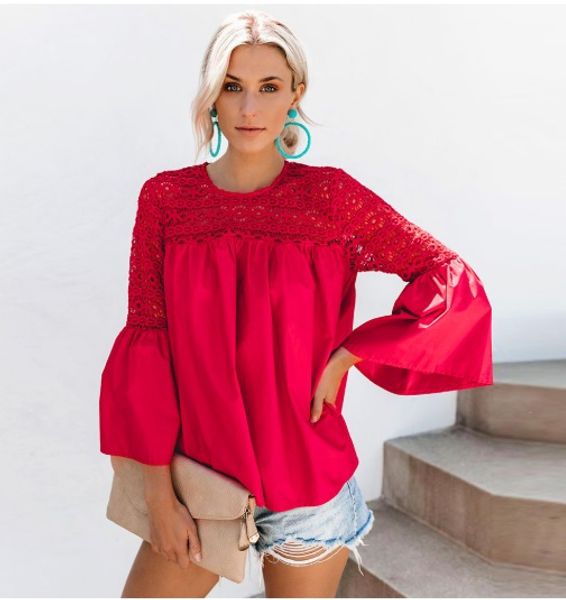 western cross-border host sale mandarin sleeve pure color lace blouse in the fall of 2020, White
western cross-border host sale mandarin sleeve pure color lace blouse in the fall of 2020, White