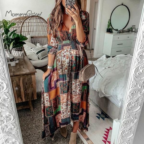 maternity maxi dress bohemian style pregnancy clothes printing folding plicing long elegant dress for pregnant women plus size, White
maternity maxi dress bohemian style pregnancy clothes printing folding plicing long elegant dress for pregnant women plus size, White