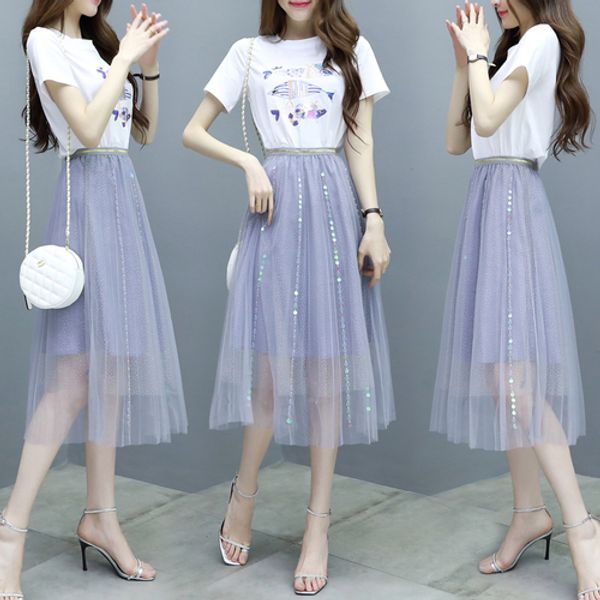 short sleeve summer korean embroidery 2 piece set women sequin mesh skirts woman elegant transparent and skirt sets, White
short sleeve summer korean embroidery 2 piece set women sequin mesh skirts woman elegant transparent and skirt sets, White