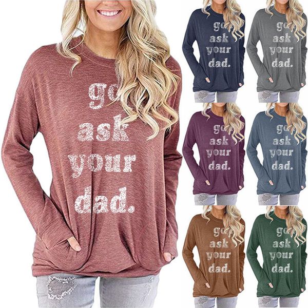 women letter printed shirts go ask your dad letter pocket t-shirt long sleeve graphic tees mom pullovers ljjo7641, White
women letter printed shirts go ask your dad letter pocket t-shirt long sleeve graphic tees mom pullovers ljjo7641, White