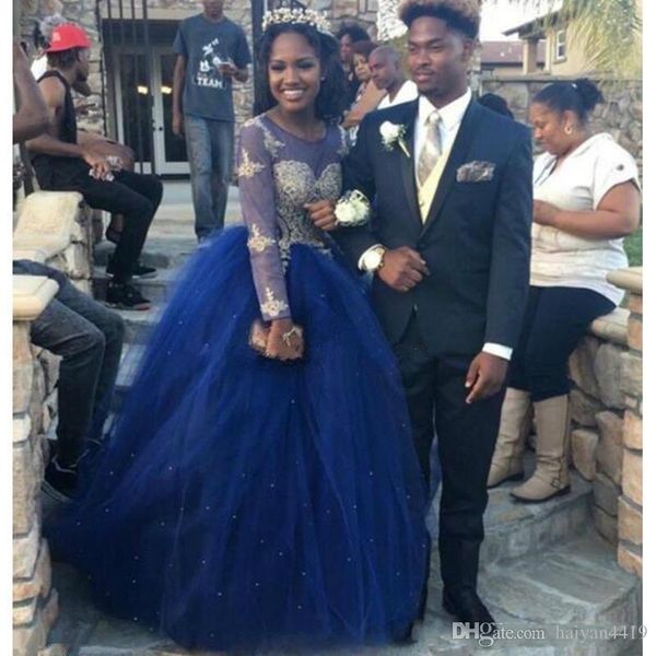 african black girl navy blue prom dresses sheer neck long sleeves beaded with gold lace appliques tulle puffy floor length evening gown
african black girl navy blue prom dresses sheer neck long sleeves beaded with gold lace appliques tulle puffy floor length evening gown