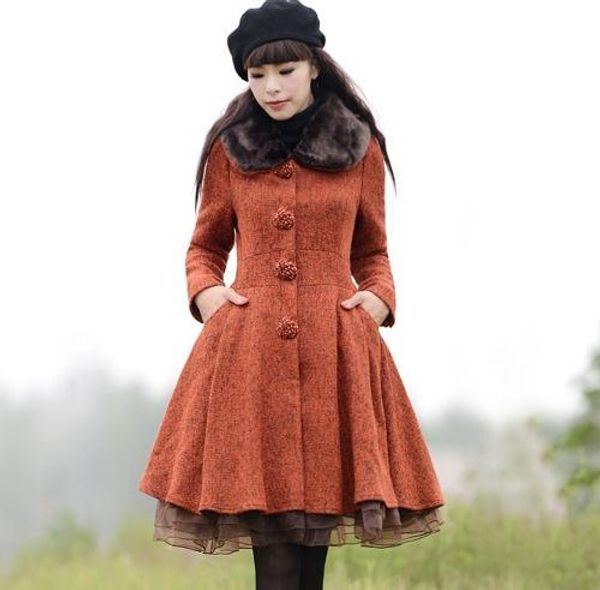 2017 winter retro temperament slim long-sleeved wool jacket women's plus size single breasted woolen coats with fur collar, Black
2017 winter retro temperament slim long-sleeved wool jacket women's plus size single breasted woolen coats with fur collar, Black