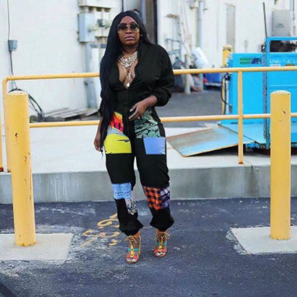 designer women casual printed jumpsuits fashion womens panelled romper with zipper autumn streetwear clothing size s-3xl, Black;white
designer women casual printed jumpsuits fashion womens panelled romper with zipper autumn streetwear clothing size s-3xl, Black;white