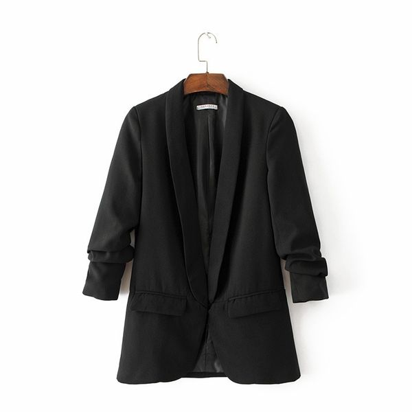 womens and blouses autumn women's european style fashion versatile black can roll edge solid color suit jacket, White;black
womens and blouses autumn women's european style fashion versatile black can roll edge solid color suit jacket, White;black