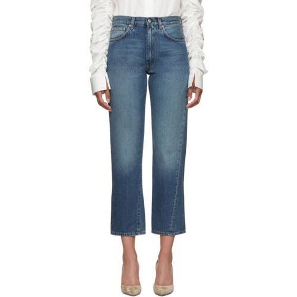 crafted in italy women's straight slightly cropped ankle flattering silhouette seam at one leg is one discret vintage jeans, Blue
crafted in italy women's straight slightly cropped ankle flattering silhouette seam at one leg is one discret vintage jeans, Blue