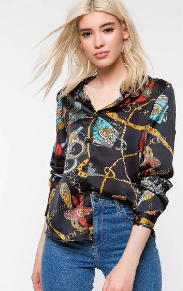 women designer chemise printed shirts fashion luxury long sleeved shirts casual single breast blouses women clothing, White
women designer chemise printed shirts fashion luxury long sleeved shirts casual single breast blouses women clothing, White