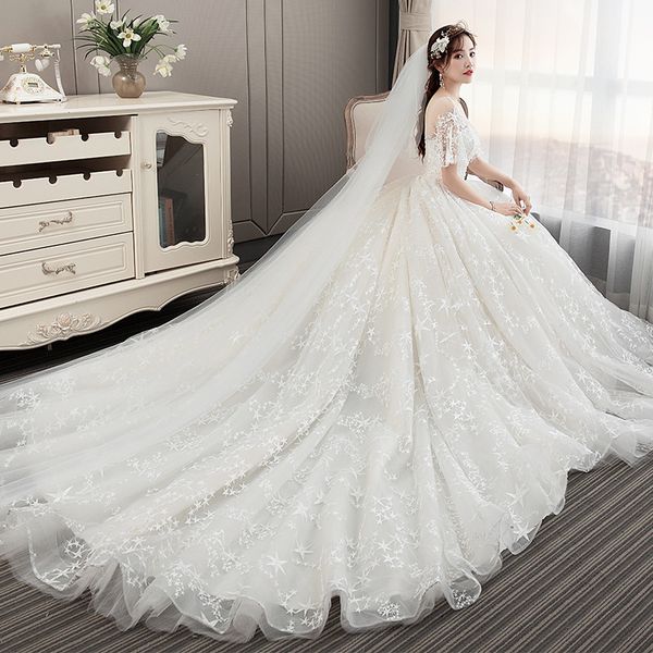 runway dresses 2021 sale dress bride trailing princess dream luxury one word shoulder show thin sen series korean super fairy simple, Black
runway dresses 2021 sale dress bride trailing princess dream luxury one word shoulder show thin sen series korean super fairy simple, Black