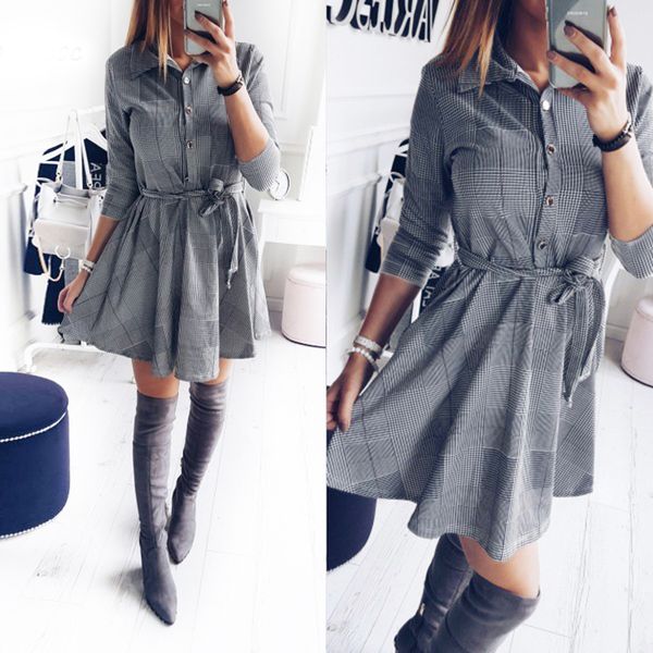 2019 summer fashion women's printing grid dress high street sashes three quarter empire knee-length dresses, Black;gray
2019 summer fashion women's printing grid dress high street sashes three quarter empire knee-length dresses, Black;gray