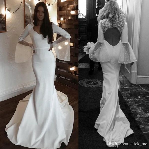 bohemian satin mermaid wedding dresses lace appliques open back long sleeves beach wedding dress wedding dress bridal gowns, White
bohemian satin mermaid wedding dresses lace appliques open back long sleeves beach wedding dress wedding dress bridal gowns, White