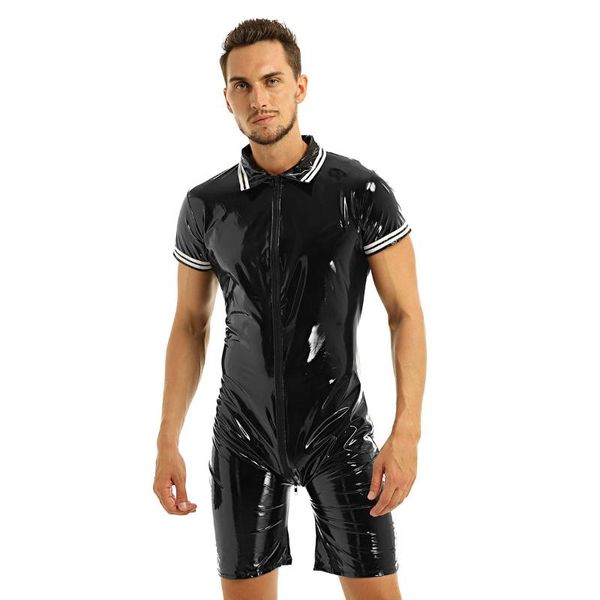 mens latex bodysuit wet look patent leather short sleeve front zipper boxer briefs good body curves leotard bodysuit underwear, Black;brown
mens latex bodysuit wet look patent leather short sleeve front zipper boxer briefs good body curves leotard bodysuit underwear, Black;brown