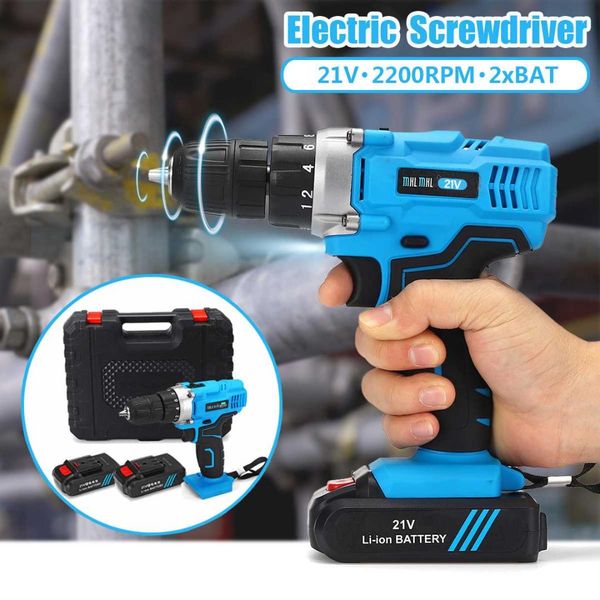 21v 2200rpm 2 speed electric screwdriver kit 100-240v with 2 batteries rechargeable electric cordless drill home diy power tool
21v 2200rpm 2 speed electric screwdriver kit 100-240v with 2 batteries rechargeable electric cordless drill home diy power tool