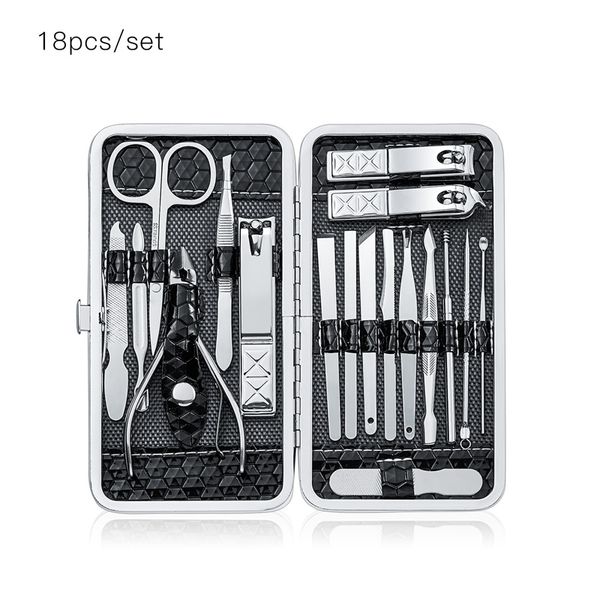 18pcs/set multifunction nail clippers set stainless steel black pedicure scissor tweezer manicure set kit nail art tools
18pcs/set multifunction nail clippers set stainless steel black pedicure scissor tweezer manicure set kit nail art tools