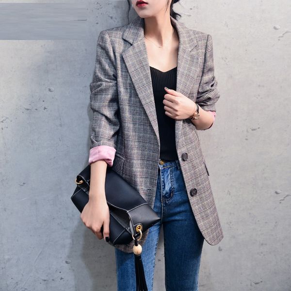plaid blazer women jacket spring autumn 2018 new casual retro checkered chic office lady women blazers and jackets high quality, White;black
plaid blazer women jacket spring autumn 2018 new casual retro checkered chic office lady women blazers and jackets high quality, White;black