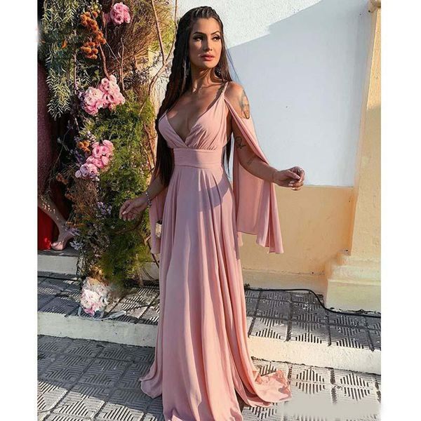pink chiffon long prom dresses v neck a-line girls prom party gowns side leg slit graduation dresses backless, Black
pink chiffon long prom dresses v neck a-line girls prom party gowns side leg slit graduation dresses backless, Black