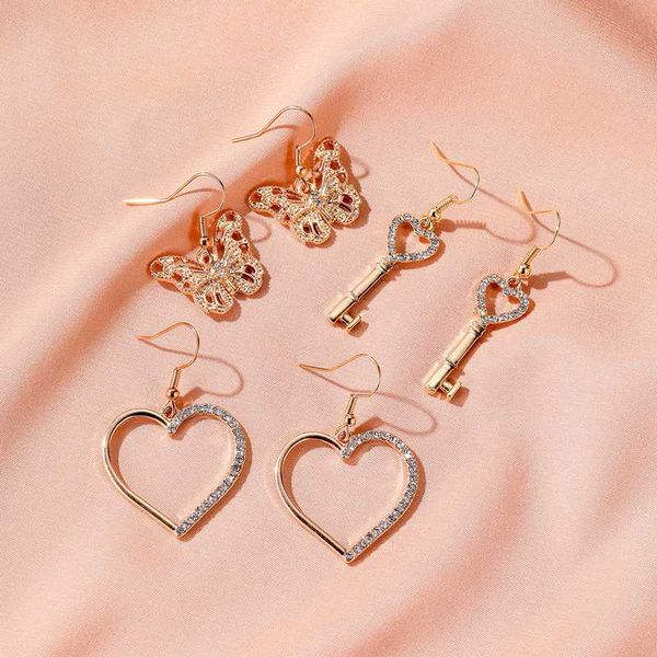 creative korean long butterfly key drop earrings for woman gold color heart pendent dangle earrings fashion jewelry party gifts, Silver
creative korean long butterfly key drop earrings for woman gold color heart pendent dangle earrings fashion jewelry party gifts, Silver