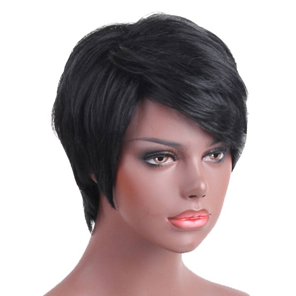 black human hair short pixie cut wig, straight layered oblique bangs full wig breathable
black human hair short pixie cut wig, straight layered oblique bangs full wig breathable