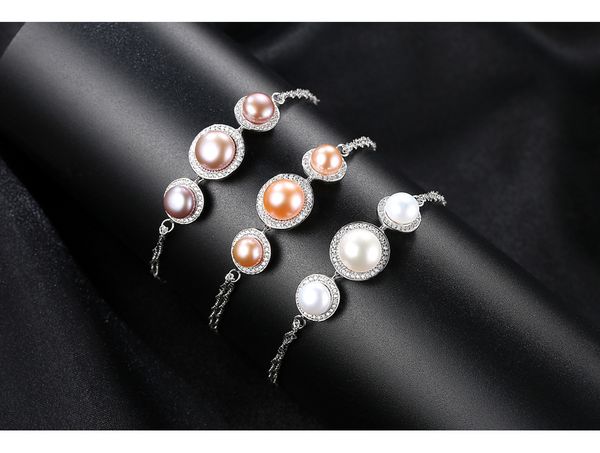 s925 sterling silver bracelet micro-set 3a zircon freshwater pearl fashion jewelry, Black
s925 sterling silver bracelet micro-set 3a zircon freshwater pearl fashion jewelry, Black
