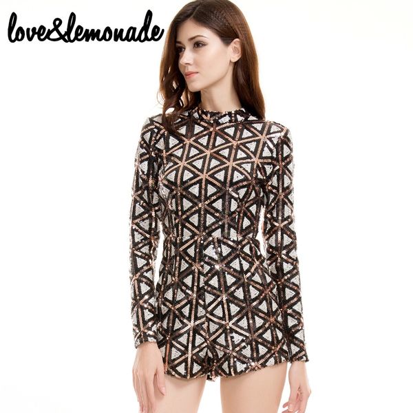love&lemonade geometry sequines playsuits tb 9625, Black;white