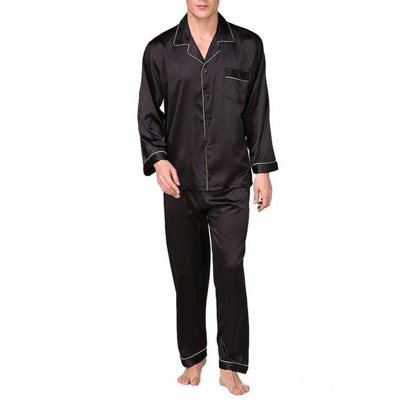 puimentiua mens classic pajama sets men's silk solid color long sleeve large size home service sleepwear men nightgown, Black;brown
puimentiua mens classic pajama sets men's silk solid color long sleeve large size home service sleepwear men nightgown, Black;brown