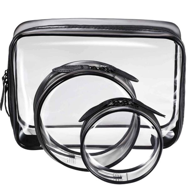 3 pieces portable black + transparent waterproof pvc travel cosmetic bag travel toiletries bag makeup with zipper (small
3 pieces portable black + transparent waterproof pvc travel cosmetic bag travel toiletries bag makeup with zipper (small