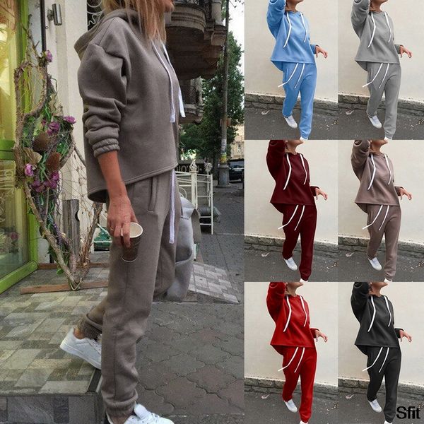 running sets women 2 piece outfits - solid pullover sweatsuits long sleeve sweatshirt skinny pants tracksuit set, Black;blue
running sets women 2 piece outfits - solid pullover sweatsuits long sleeve sweatshirt skinny pants tracksuit set, Black;blue