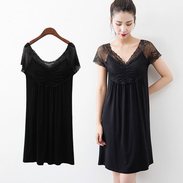 summer women's lace patchwork v-neck bottoming slips modal comfortable full slips, Black;white
summer women's lace patchwork v-neck bottoming slips modal comfortable full slips, Black;white