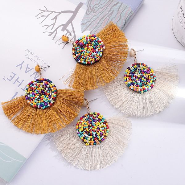 bohemian earrings fashion jewelry women's vintage colorful beads tassels dangle stud earrings s519, Silver
bohemian earrings fashion jewelry women's vintage colorful beads tassels dangle stud earrings s519, Silver