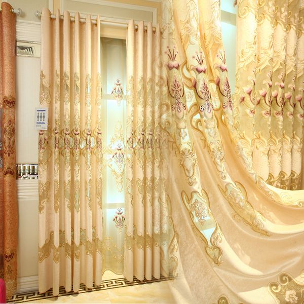 european-style sunil large hollow water-soluble embroidery curtains for living dining room bedroom