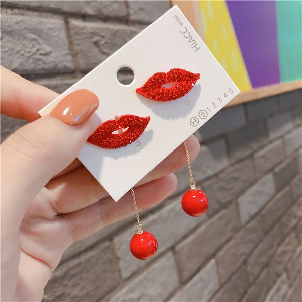 korean new crystal red lips drop earrings rhinestone long tassel earing fashion luxury silver needle for women jewelry
korean new crystal red lips drop earrings rhinestone long tassel earing fashion luxury silver needle for women jewelry