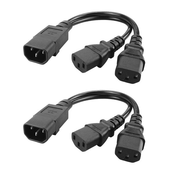 2pieces iec320-c14 to 2c13 power adapter cord male to female pdu/ups server
