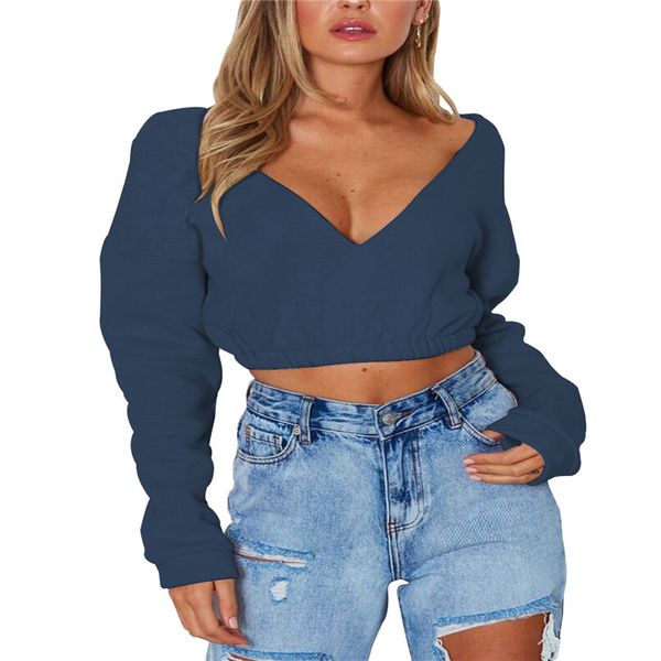 2019 spring new women's ultra-short navel long-sleeved sweatshirt women's v-neck ultra-short long-sleeved sweatshirt, Black
2019 spring new women's ultra-short navel long-sleeved sweatshirt women's v-neck ultra-short long-sleeved sweatshirt, Black