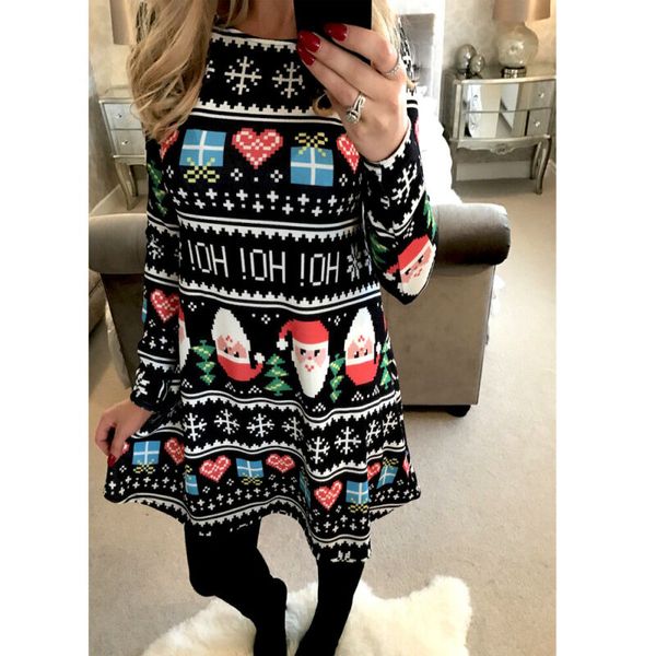autumn christmas women dresses ruffles decoration loose silhouette full sleeve length cartoon pattern type o-neck, Black;gray
autumn christmas women dresses ruffles decoration loose silhouette full sleeve length cartoon pattern type o-neck, Black;gray