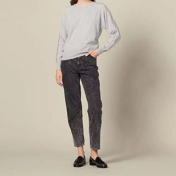women lace grey knitted sweater solid color long sleeve patchwork female pullovers, White;black
women lace grey knitted sweater solid color long sleeve patchwork female pullovers, White;black