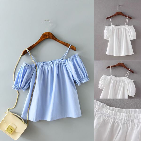 women 2017 casual ladies casual shirt summer loose off shoulder solid shirt blouse, White
women 2017 casual ladies casual shirt summer loose off shoulder solid shirt blouse, White