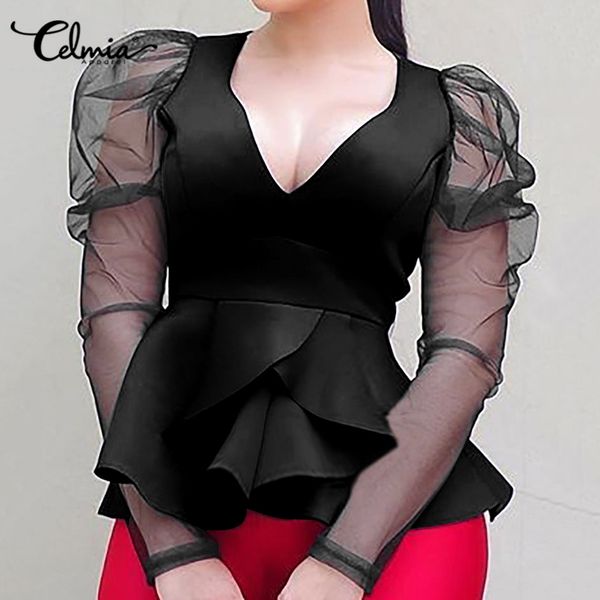 2020 fashion peplum celmia ruffles blouse summer v neck mesh sheer puff sleeve tunic casual solid blusa plus size, White
2020 fashion peplum celmia ruffles blouse summer v neck mesh sheer puff sleeve tunic casual solid blusa plus size, White