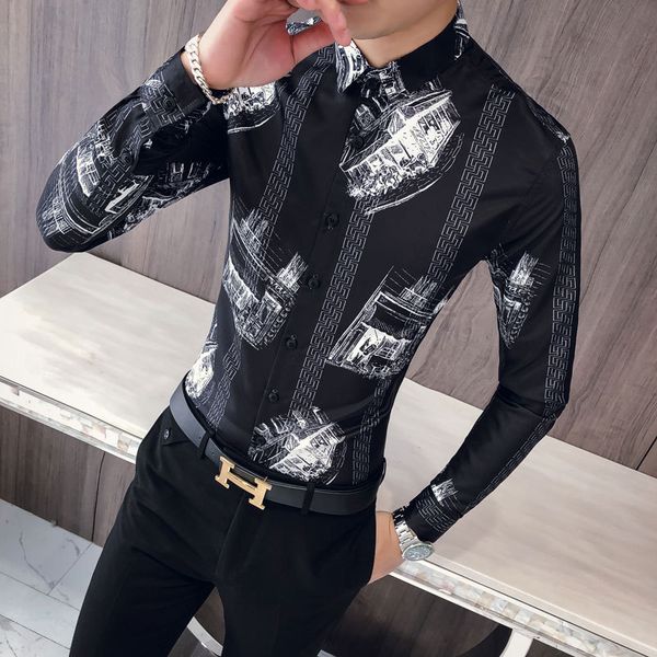 men shirt fashion 2018 autumn new slim fit print black white tuxedo shirts mens long sleeve casual business dress shirt male, White;black
men shirt fashion 2018 autumn new slim fit print black white tuxedo shirts mens long sleeve casual business dress shirt male, White;black