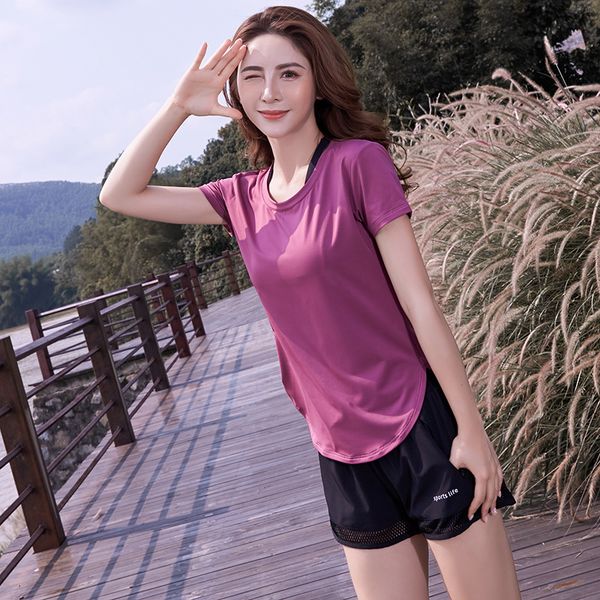 yoga sports women's leisure fitness running loose quick drying short sleeve t-shirt sports wear for women gym, White;red
yoga sports women's leisure fitness running loose quick drying short sleeve t-shirt sports wear for women gym, White;red