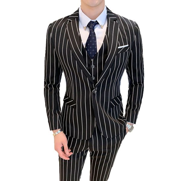 jacket + vest + pants ) brand clothing stripe men formal businss suit black wedding groom blazer with pants mens 3 piece suit, White;black
jacket + vest + pants ) brand clothing stripe men formal businss suit black wedding groom blazer with pants mens 3 piece suit, White;black