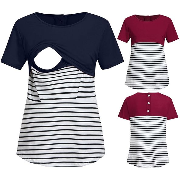 summer women maternity short sleeve stripe splicing mom nursing baby t-shirt striped tees for lace pregnant womens, White
summer women maternity short sleeve stripe splicing mom nursing baby t-shirt striped tees for lace pregnant womens, White
