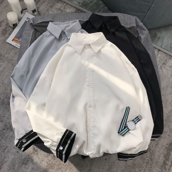 spring new dress shirt men fashion comfortable breathable casual shirt man streetwear trend wild loose seven-point sleeve, White;black
spring new dress shirt men fashion comfortable breathable casual shirt man streetwear trend wild loose seven-point sleeve, White;black