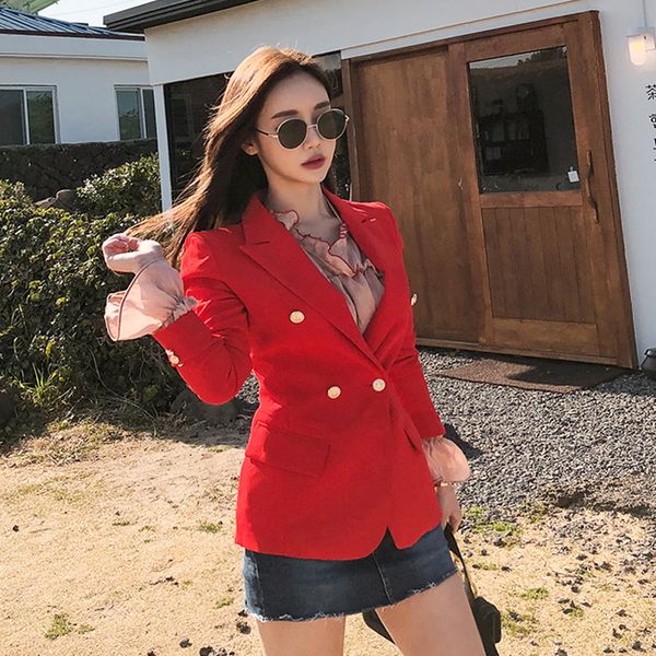 spring and autumn women's fashion casual slim thin suit jacket wild temperament red small suit blazers jq935, White;black
spring and autumn women's fashion casual slim thin suit jacket wild temperament red small suit blazers jq935, White;black