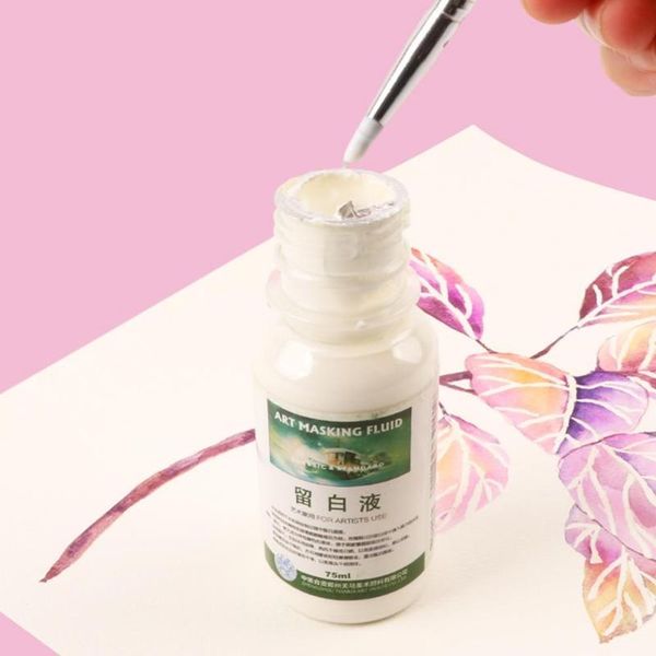 1pc Watercolor Media Masking Ink The White Liquid Of Syringin White/pink Gel Bottle Needle Tube Watercolor White Liquid Painting