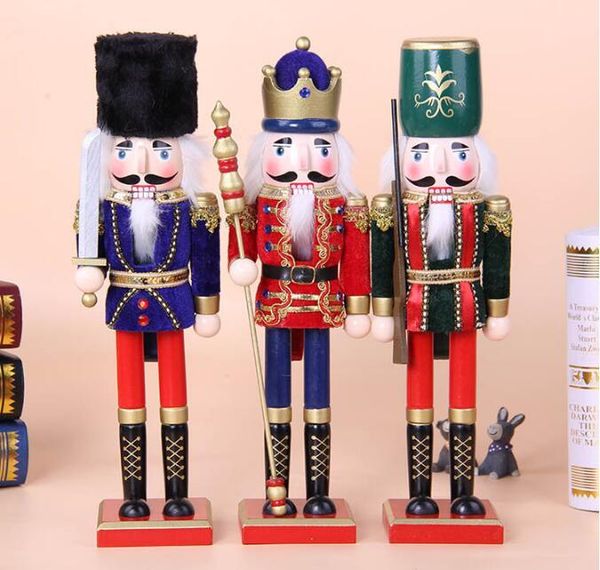 

38cm wooden christmas nutcracker soldiers puppet zakka creative deskdecoration large size christmas ornaments drawing walnuts soldier
